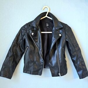 Art Class Kids Black Leather Jacket with Silver Accents